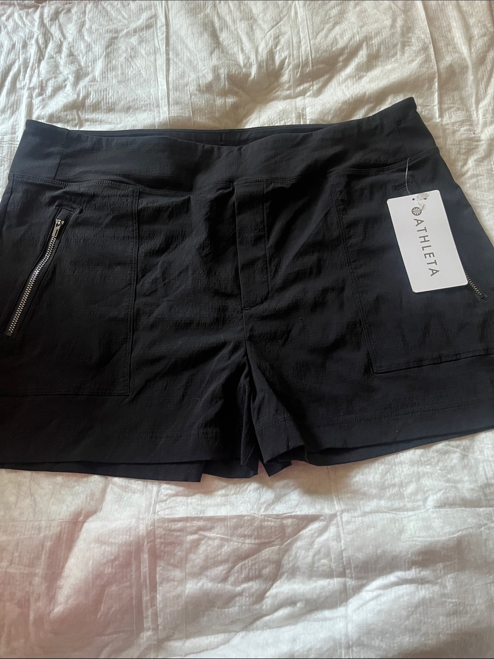 Athleta Black Zip-Pocket Athletic Shorts